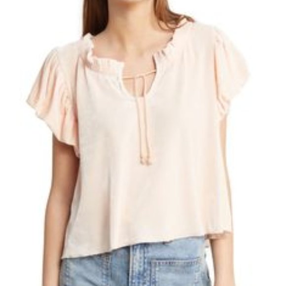 NWT Free People Terese Velour Crop Top - Pink Tint - Picture 9 of 12